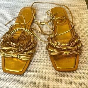 Zara gold sandals, size 36